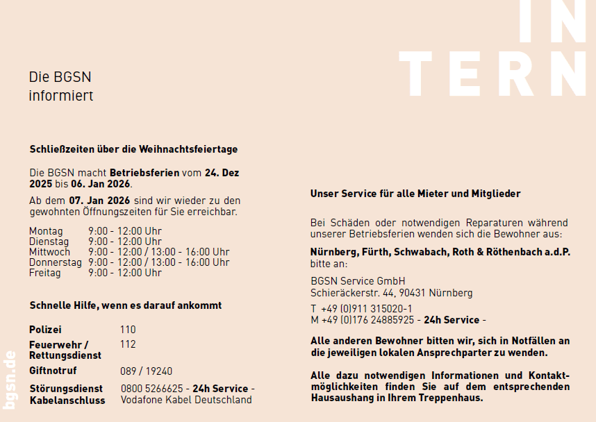 BGSN Betriebsurlaub Info